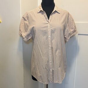 GAP Beige Striped Casual Button Down Shirt